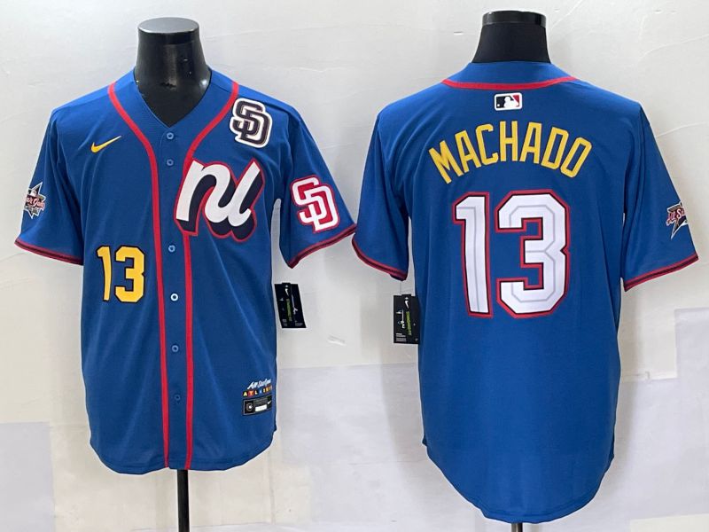 Men San Diego Padres #13 Machado Blue All star Nike MLB Jersey style 6->san diego padres->MLB Jersey